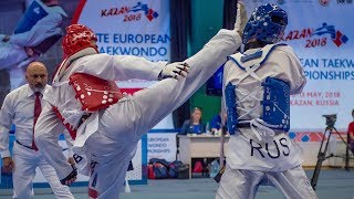 Sarmat Tcakoev RUS vs Christian Mcneish GBR European Taekwondo Championships Kazan2018 [upl. by Norahs]