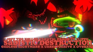 jeff the Killer vs fatal error vs flippyendless nightmare x unresponsive x overkill FNF MASHUP [upl. by Ammej]