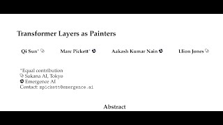 Transformer Layers as Painters [upl. by Adnert966]