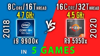 i9 9900k vs Ryzen 9 5950x Test in 5 Games or R9 5950x vs i9 9900kf [upl. by Ezra]