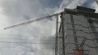 Construction crane mishap in BC sends metal beams falling onto street below [upl. by Emmye883]