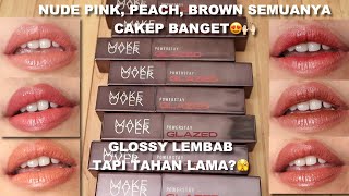 MAKE OVER GLAZED LOCK LIP PIGMENT TAHAN LAMA  WARNA NUDE PINK PEACH BROWN CAKEP Maria Soelisty [upl. by Yldarb625]