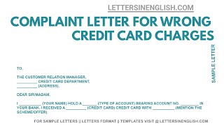 Complaint Letter for Wrong Credit Card Charges  Complaint Letter to Bank for Credit Card Charges [upl. by Merc]