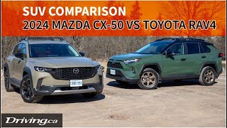 2024 Toyota RAV4 vs Mazda CX50  SUV Comparison  Drivingca [upl. by Wailoo]