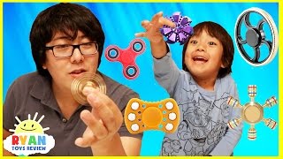 FIDGET SPINNER CHALLENGE and Amazing Spinners tricks with Ryan ToysReview [upl. by Yrrot]