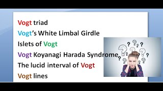 Ophthalmology Vogts Triad Glaukomflecken Vogt line Islets VKH syndrome koyanagi harada [upl. by Caputo]