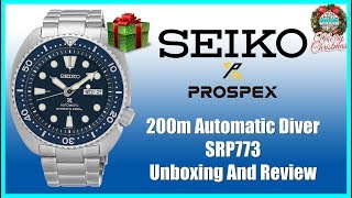 Another Turtle Beauty  Seiko Prospex 200m Automatic Diver SRP773 Unbox amp Review [upl. by Salmon]