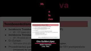 Tromboprofilaxis 1 prevalencia de TEP y TVP trombosis thrombosis prevención medicine pulmones [upl. by Aissatsan332]