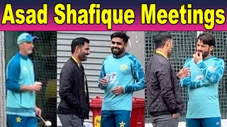 Selector Asad Shafique meetings with different players and Jason Gillespie at MCG [upl. by Anizor978]