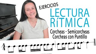 EJERCICIOS rítmicos con CORCHEAS y SEMICORCHEAS  Aprende Música [upl. by Jacquette]