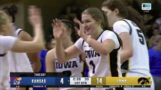 Iowa vs Kansas  Women Basketball Nov 202024 [upl. by Nessim141]