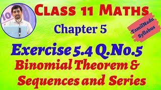 TN Class 11th Maths  Exercise 54 QNo5  Binomial Theorem Sequences and Series [upl. by Eekram]