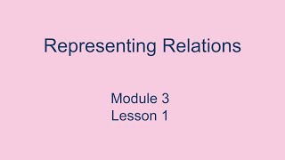 Module 3 Lesson 1 – Representing Relations [upl. by Verge]