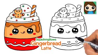 How to Draw a Gingerbread Latte  Squishmallows Christmas [upl. by Anerrol854]