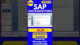 SAP SuccessFactors RCM Training Video 63 sapsuccessfactorstraining sapsuccessfactors [upl. by La Verne956]