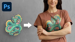 The Most Realistic Way to Place Design on TShirt  Photoshop Tutorial [upl. by Rellia917]