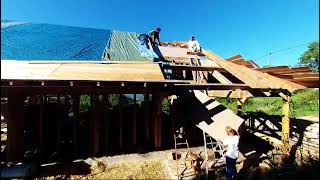 Construction strawbale eco house in Nozières Ardèche  France [upl. by Nalyk]