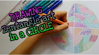 Drawing zentangle patterns in a circle time lapse drawing  tombow play color K set 36 [upl. by Mohorva]