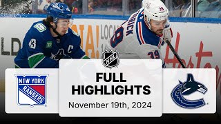 NHL Highlights  Rangers vs Canucks  November 19 2024 [upl. by Nath]