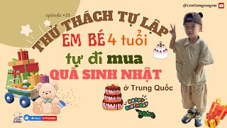 Thử thách em bé 4 tuổi tự lập đi mua QUÀ SINH NHẬT 1 mình tại Trung Quốc shorts funny viral [upl. by Aicilram6]