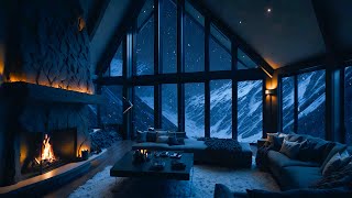 smooth music mix snowfall and crackling fireplace for calm room [upl. by Livvy117]