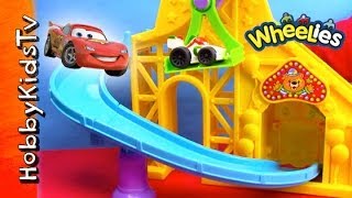 Wheelies Roller Coaster with Lightning McQueen on HobbyKidsTV [upl. by Godbeare]