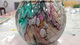 Vase Pour 12 With Leftover Acrylic Paint [upl. by Gusti]