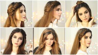 6 Easy Hairstyles hairstyles for girls Open hairstyles  Hairstyle for Eid how to style long hair [upl. by Charleton]