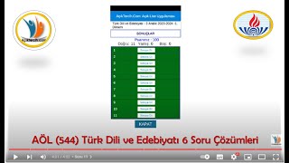 AÖL 546 Türk Dili ve Edebiyatı 6 Dersi 202324  1 Dönem Soru Çözümleri [upl. by Danila131]