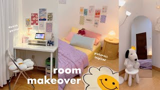 ROOM MAKEOVER dekor kamar pastel ala pinterest pasang vinyl TACO jadi aesthetic 🌈😍✨ [upl. by Worra]