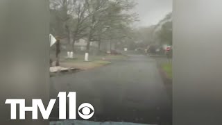 Man rides out Arkansas tornado in work van [upl. by Enileoj914]