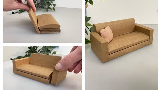 DIY Dollshouse Sofa made from Cardboard♥️Easy miniature furniture♥️112 scale Dolls House Furniture [upl. by Schwinn]