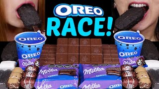 ASMR OREO RACE MILKA OREO ALFAJOR ICE CREAM SUNDAE BONBONS FERRERO ROCHER BAR KINDER EGGS 먹방 [upl. by Rodger]