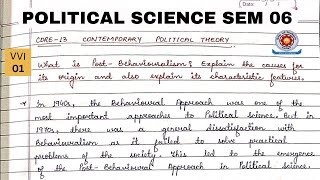 POST BEHAVIOURALISM  CAUSES OF ITS ORIGIN  CHARACTERISTIC FEATURES  CORE 13 POL SCIENCE SEM 06 [upl. by Econah]