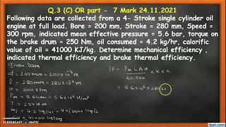 IC Engine Performance  Numerical  2021  GTU Question Paper  Applied Thermodynamic  3161910 [upl. by Avery]