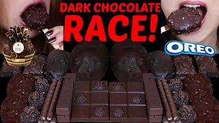 ASMR DARK CHOCOLATE RACE BIG OREO ICE CREAM CONES FERRERO ROCHER BAR MINI DOVE ICE CREAM BARS 먹방 [upl. by Rayford]