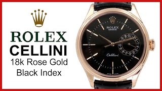 Rolex Cellini Time Rose Gold UNBOXING amp REVIEW  39mm Black Index Leather 50515 [upl. by Assillem]