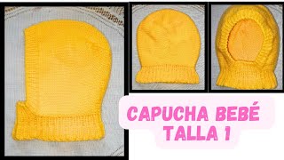 Capucha para bebe Talla  1  tejido con la técnica de dos agujas [upl. by O'Malley]