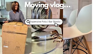 Moving vlog  furnishing my apartment on a budget  new pots  new bar stools l Apartment Updates [upl. by Ennovehs967]