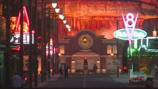 Preview Cars Land at night lit up in neon at Disney California Adventure [upl. by Tsui]