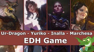 UrDragon vs Yuriko vs Inalla vs Marchesa EDH  CMDR game play for Magic The Gathering [upl. by Akirehs]