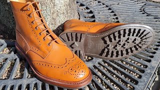 Custom Trickers Malton Boots  Commando to Red Vibram Gumlite Re sole  repair [upl. by Sirehc943]