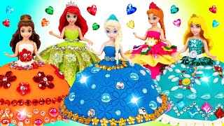 Disney Princesses Dress Up  New Clay Outfits for Elsa and Anna Ariel Belle amp Aurora [upl. by Ailla]