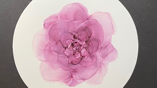 103 Alcohol Ink Art  Rose Tutorial on NARA synthetic art paper [upl. by Kosey]