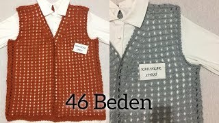 Oklava Örneğinde 46 Beden Bayan Yelek Tarifi Yaka Ve Kol Kesimi Tam Anlatımlı [upl. by Aulea901]