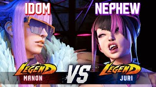 SF6 ▰ IDOM Manon vs NEPHEW Juri ▰ High Level Gameplay [upl. by Aroled683]