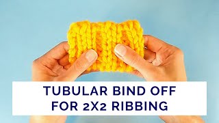 The Easiest Way to Make Tubular Bind Off for 2x2 Ribbing [upl. by Euqinu]