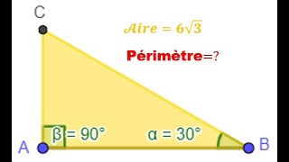 Aire et angle trigonométrie cosinus sinus tangente triangle rectangle périmètre géométrie [upl. by Profant815]