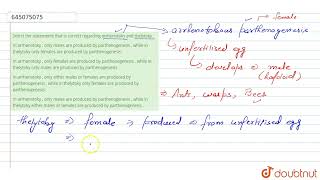 Select the statements that is correct regarding arrhenotoky and thelytoky  12  NTA NEET TEST [upl. by Tricia]