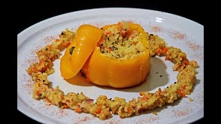 Posna Punjena Paprika  Vegan Stuffed Peppers with Bulgur  Gefüllte Paprikaschoten mit Bulgur [upl. by Kaya]